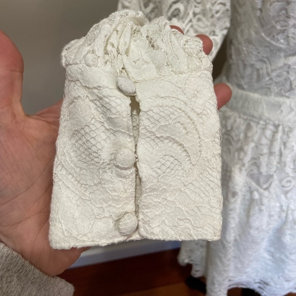 LoveShackFancy Alela White Lace Eyelet Bustier Long Sleeve Mini Dress Sz Small - Picture 8 of 15